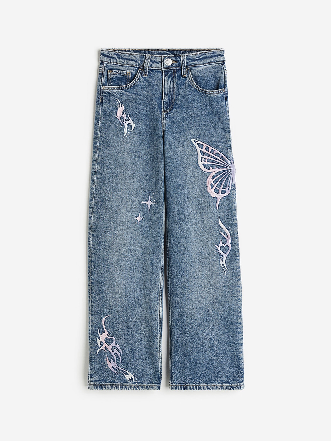 

H&M Girls Wide Leg Low Jeans, Blue