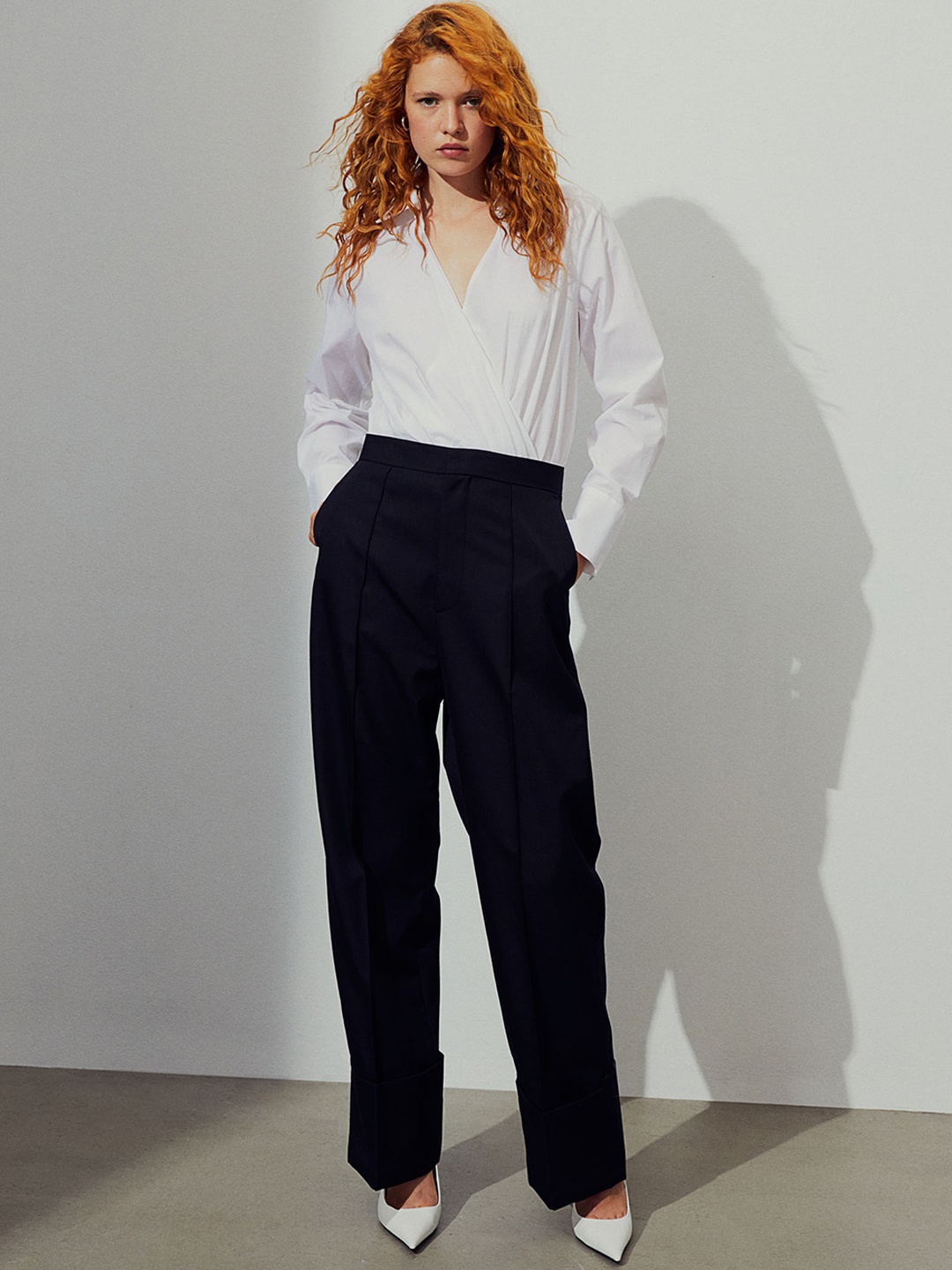 

H&M Pure Cotton Wrap Shirt Body, White