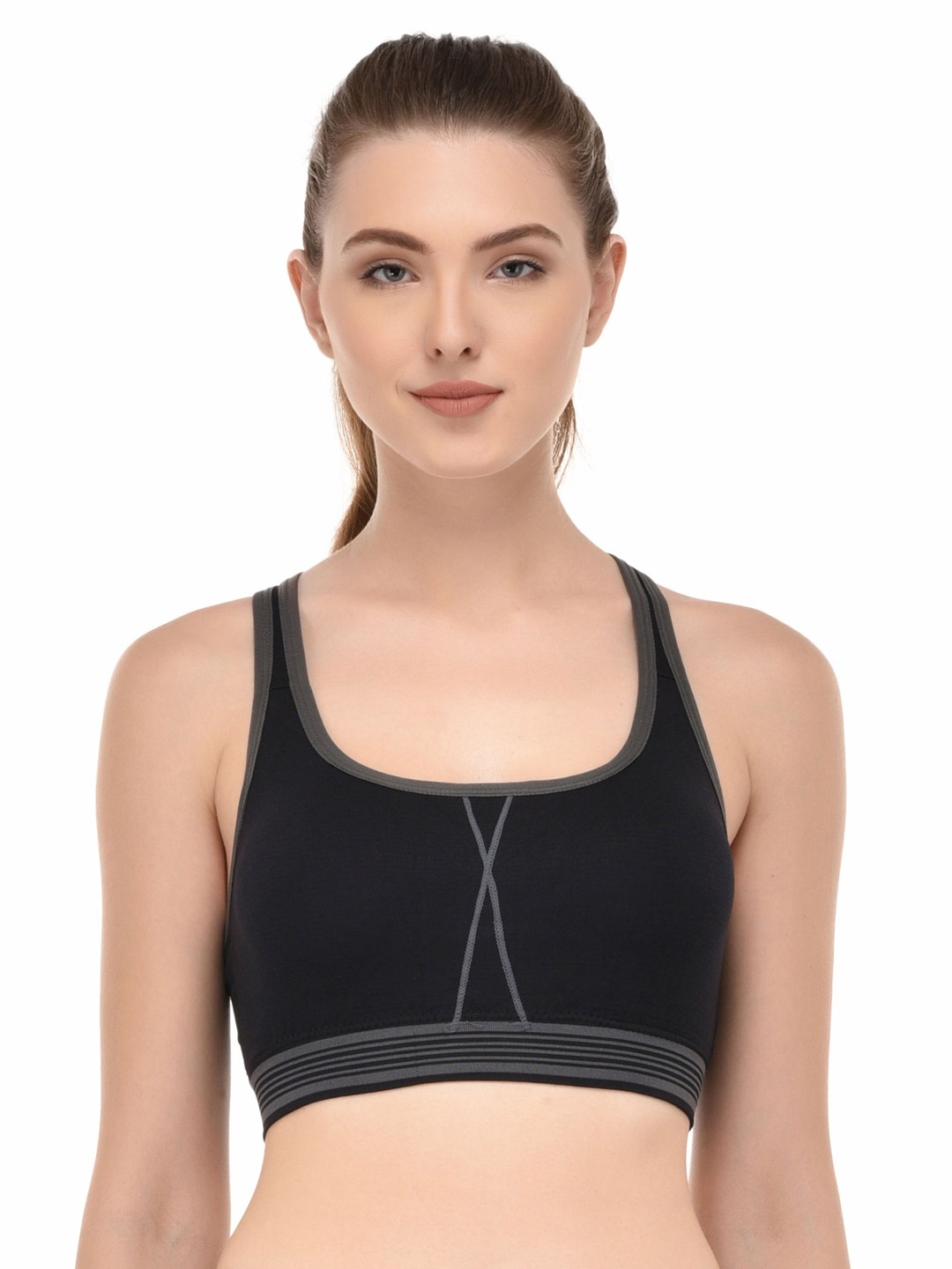 

PrettyCat Black Solid Non-Wired Lightly Padded Sports Bra PCSB9981