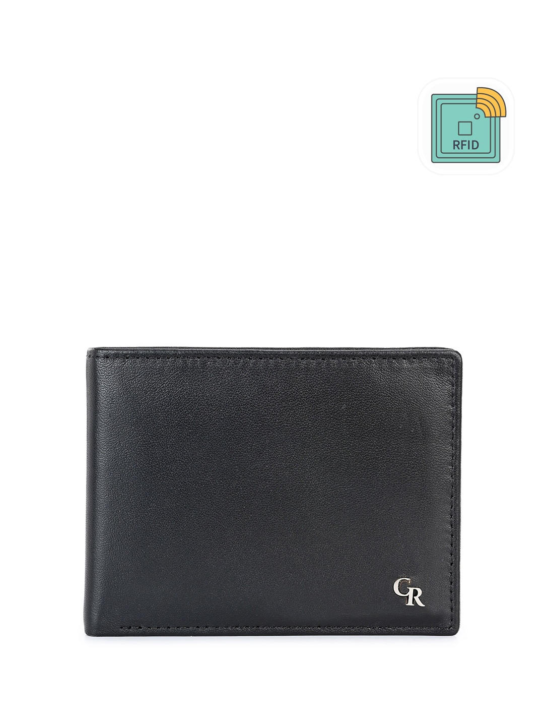 

CARLO ROMANO Men Leather RFID Two Fold Wallet, Black