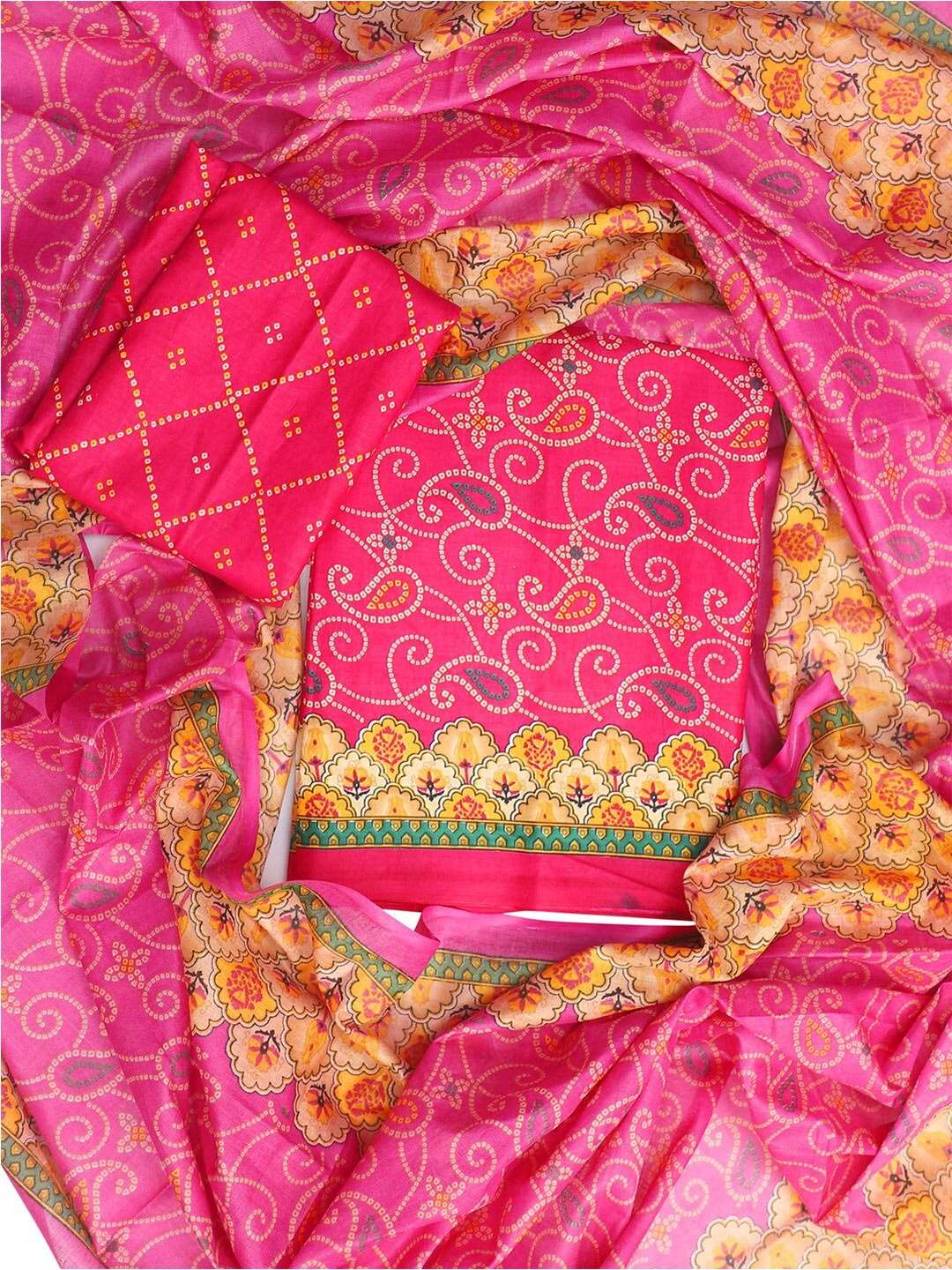 

SALWAR STUDIO Paisley Printed Pure Cotton Unstitched Dress Material, Pink