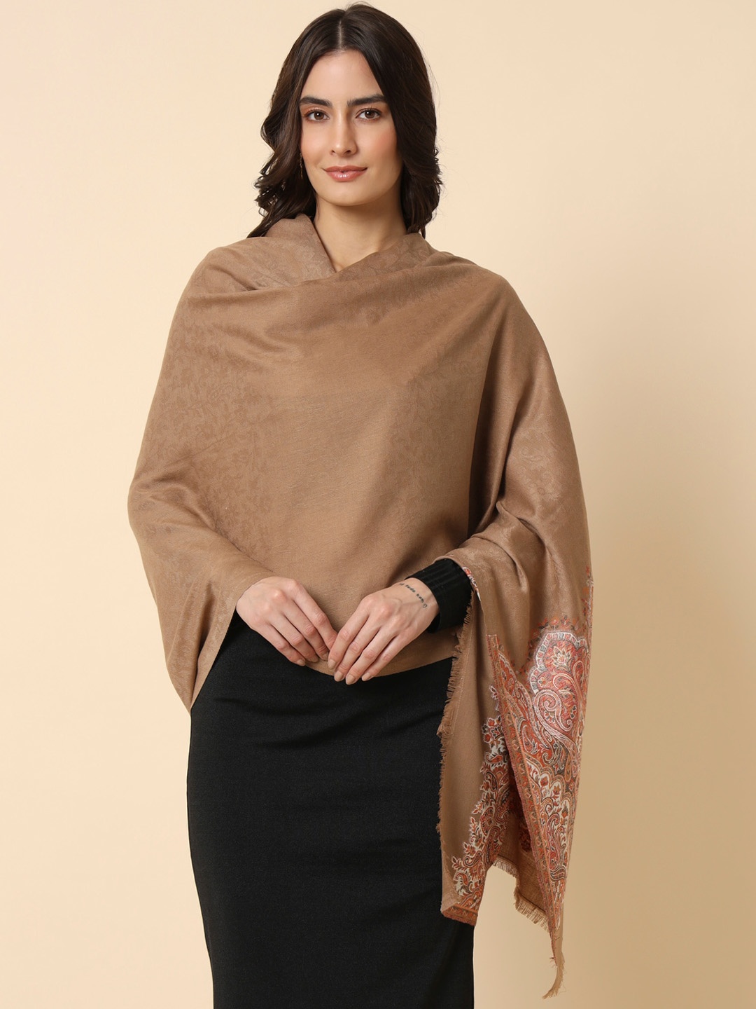 

HERE&NOW Kaani Woven Design Shawl, Beige