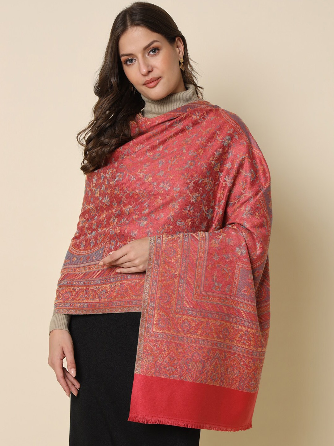 

HERE&NOW Pink Kaani Woven Design Shawl