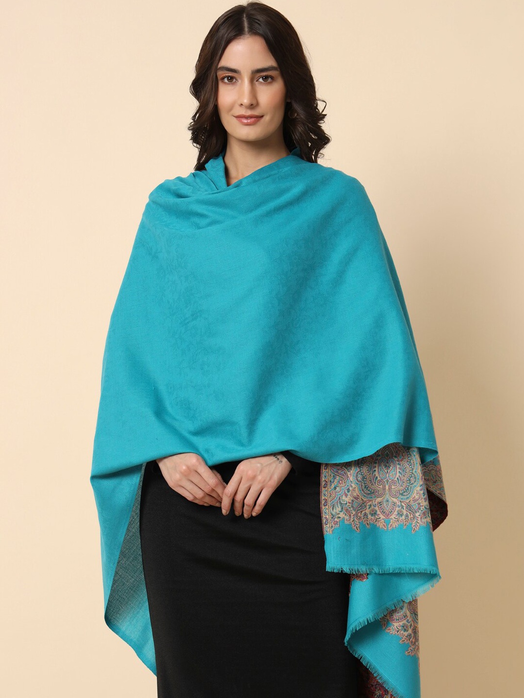 

HERE&NOW Teal Kaani Woven Design Shawl