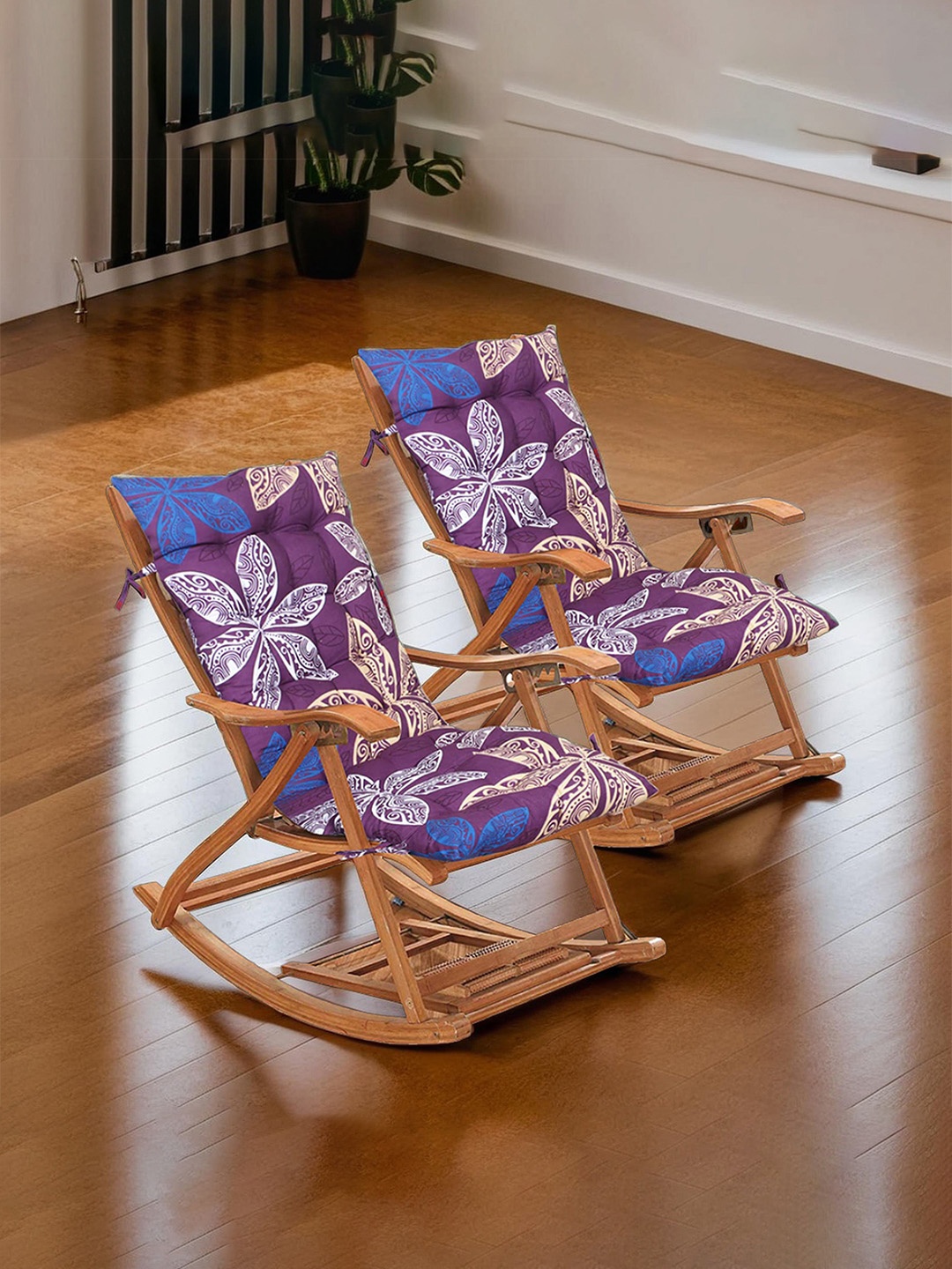 

Kuber Industries Purple 2 Pieces Printed Cotton Chair Pads