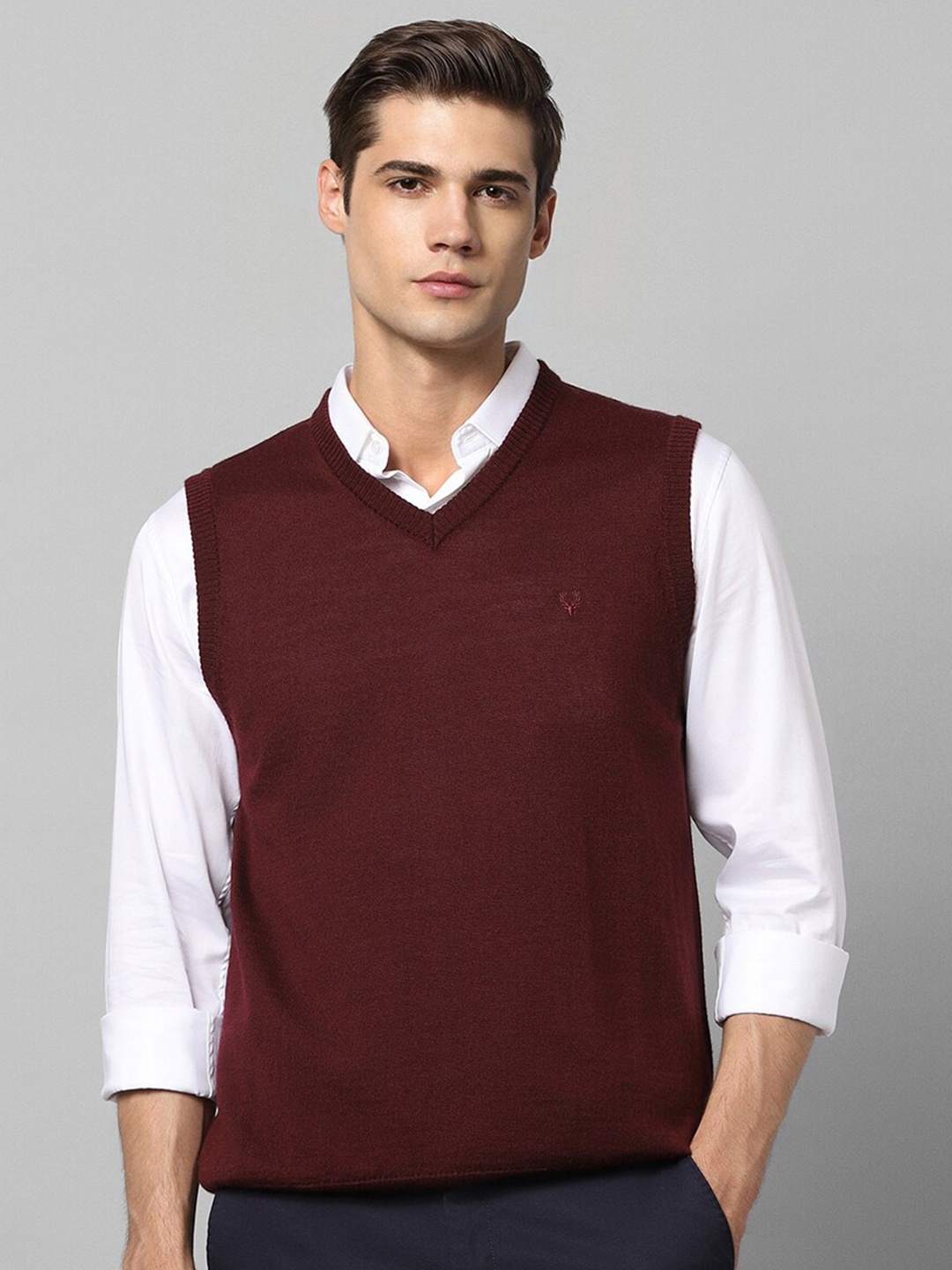 

Allen Solly V-Neck Sleeveless Sweater Vest, Maroon