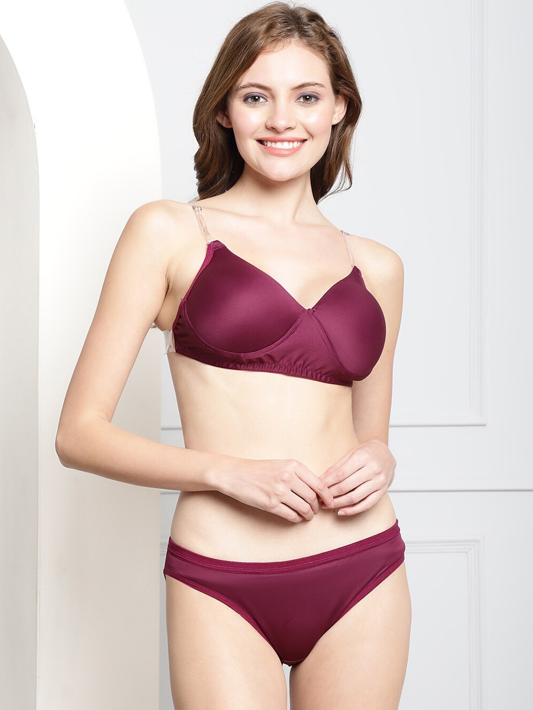

PrettyCat Lightly Padded Bikini Lingerie Set, Burgundy