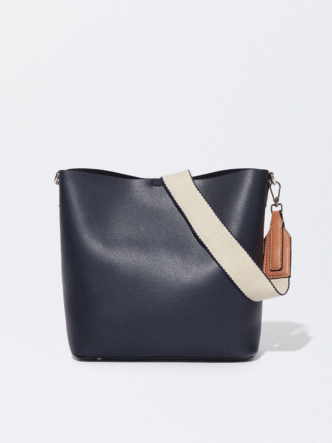 

PARFOIS Women Textured Structured Detachable Sling Tote Bag, Navy blue