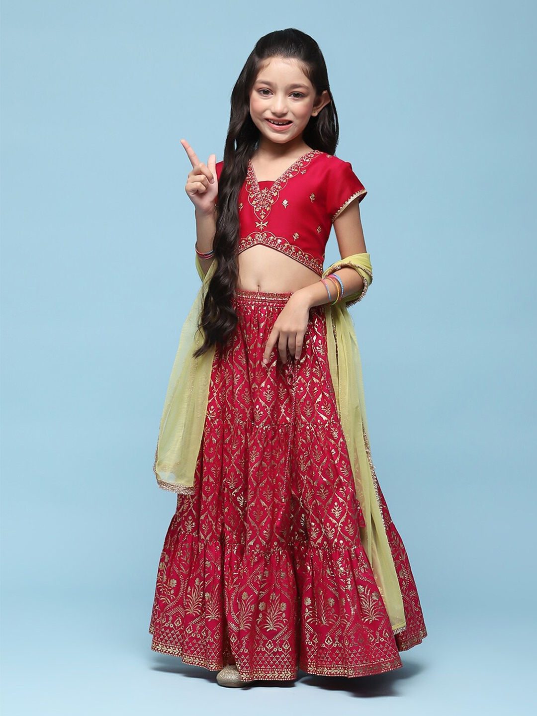 

Biba Girls Printed Ready to Wear Lehenga & Blouse With Dupatta, Fuchsia