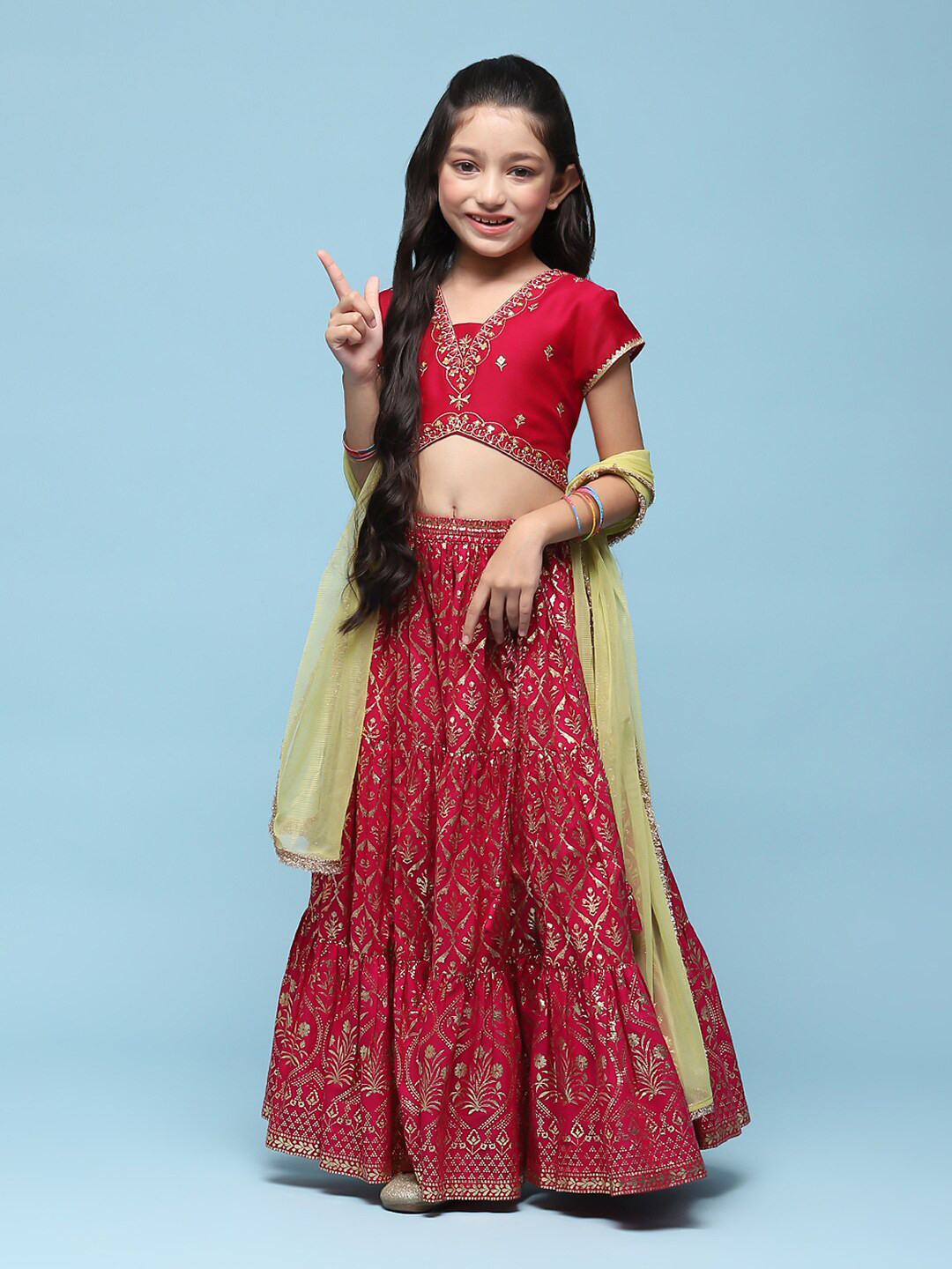 

Biba Girls Printed Ready to Wear Lehenga & Blouse With Dupatta, Fuchsia