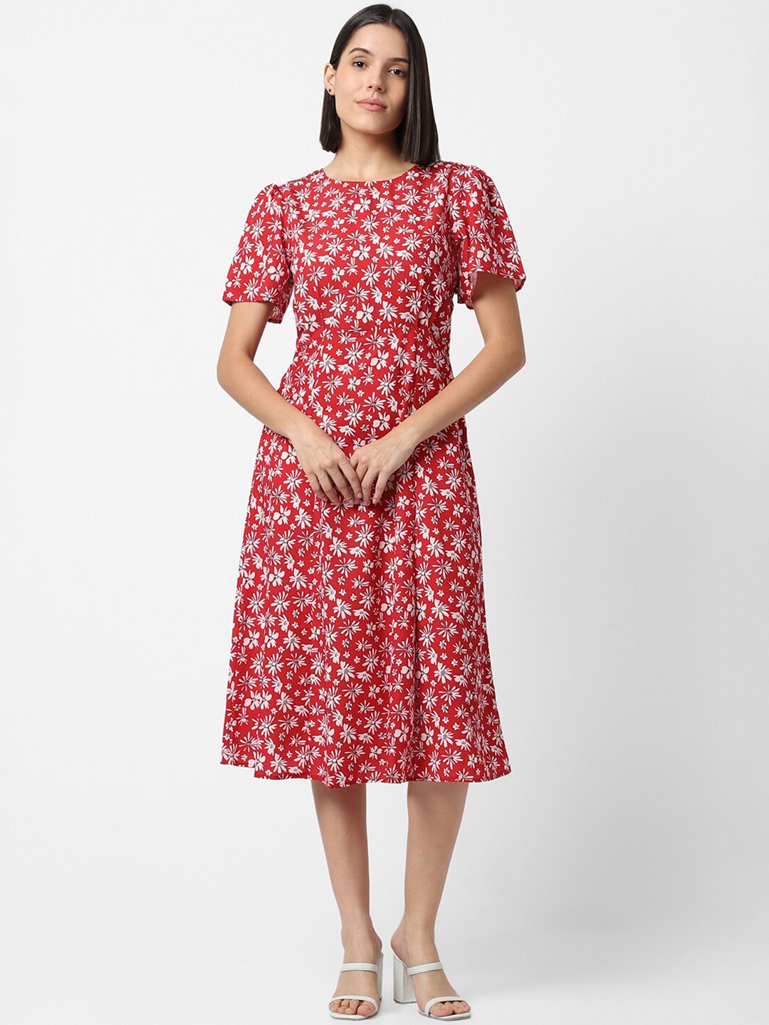 

Van Heusen Woman Floral Printed Fit & Flare Midi Dress, Red