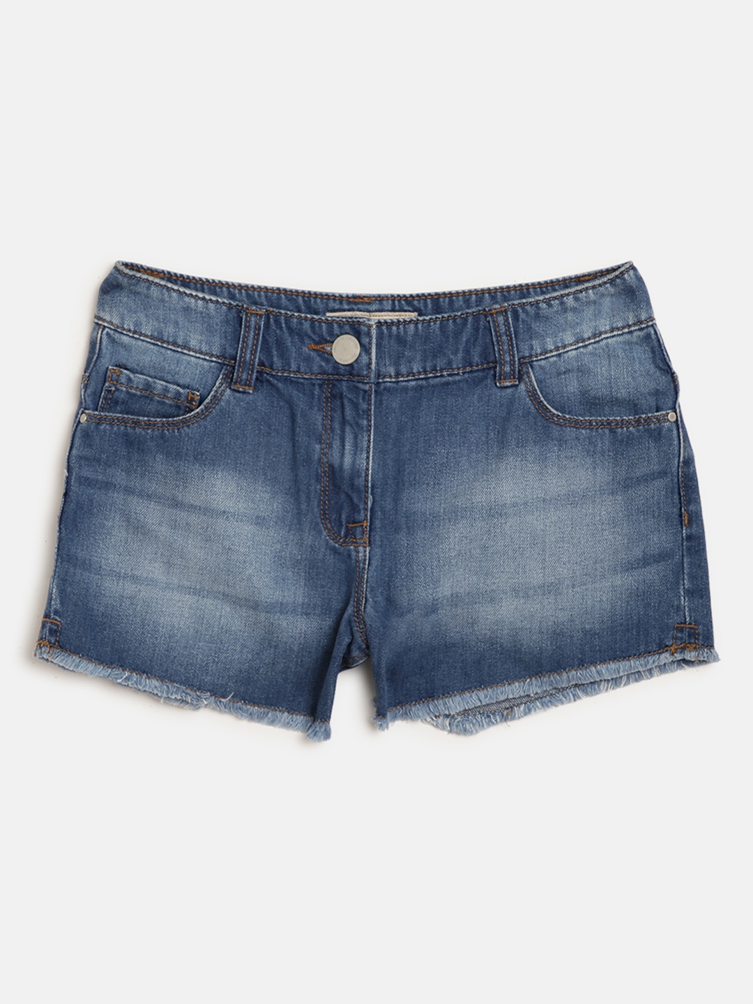 

NEXT Girls Navy Blue Cotton Washed Slim Fit Denim Shorts