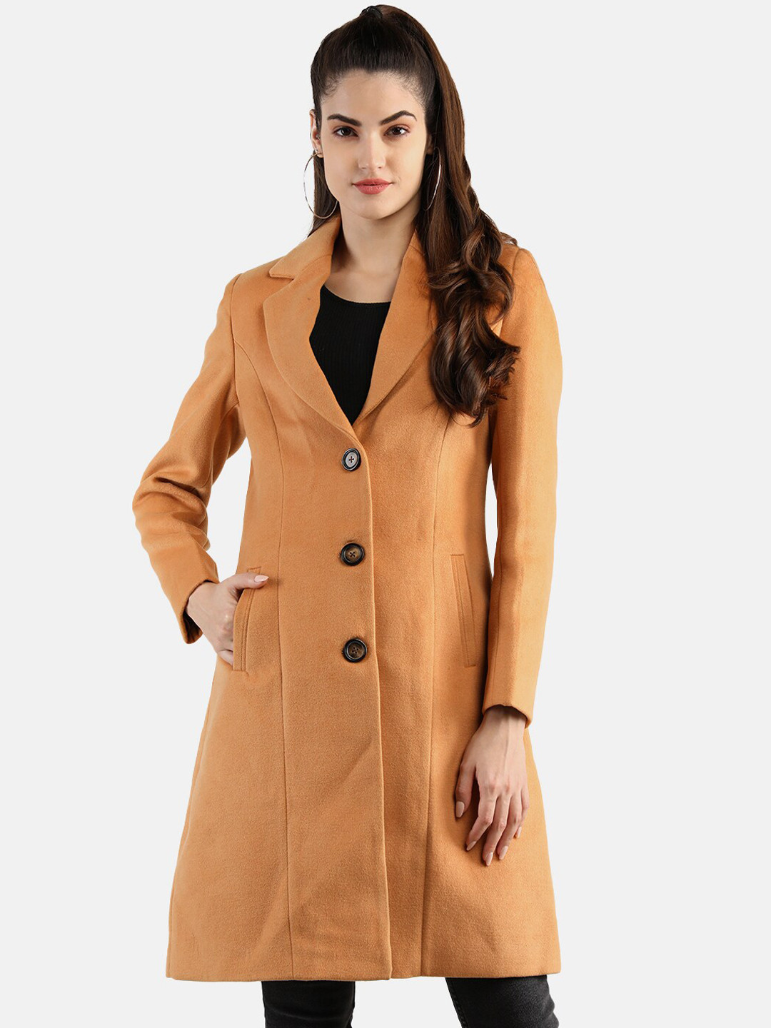 

LURE URBAN Notched Lapel Woolen Overcoat, Camel brown
