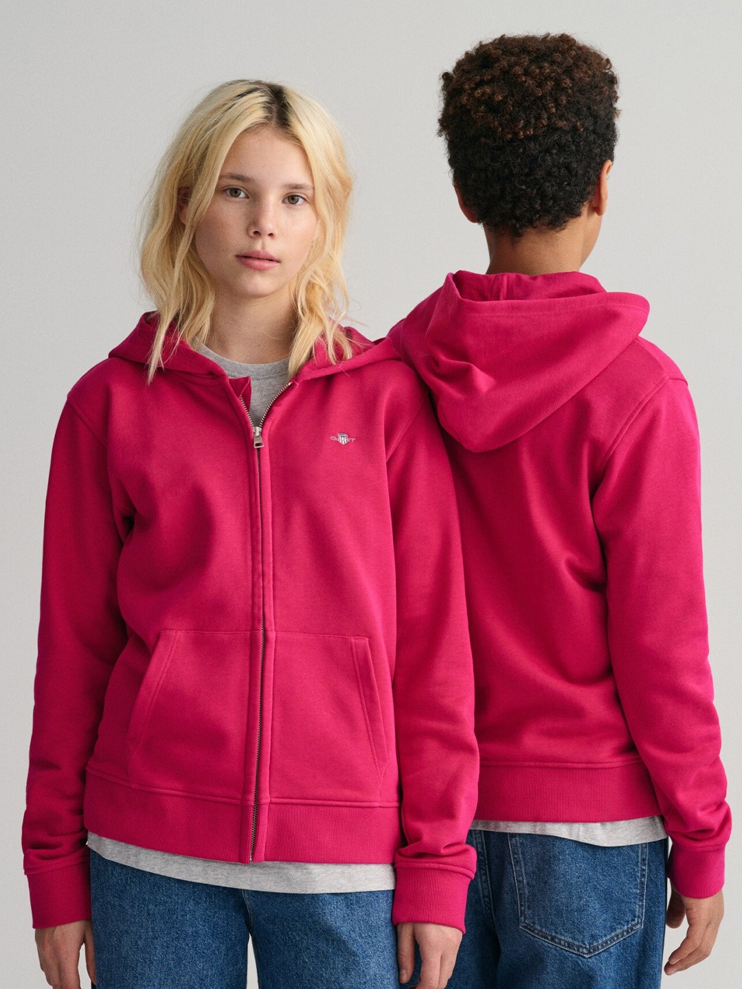 

GANT Kids Hooded Pure Cotton Front-Open Sweatshirt, Fuchsia