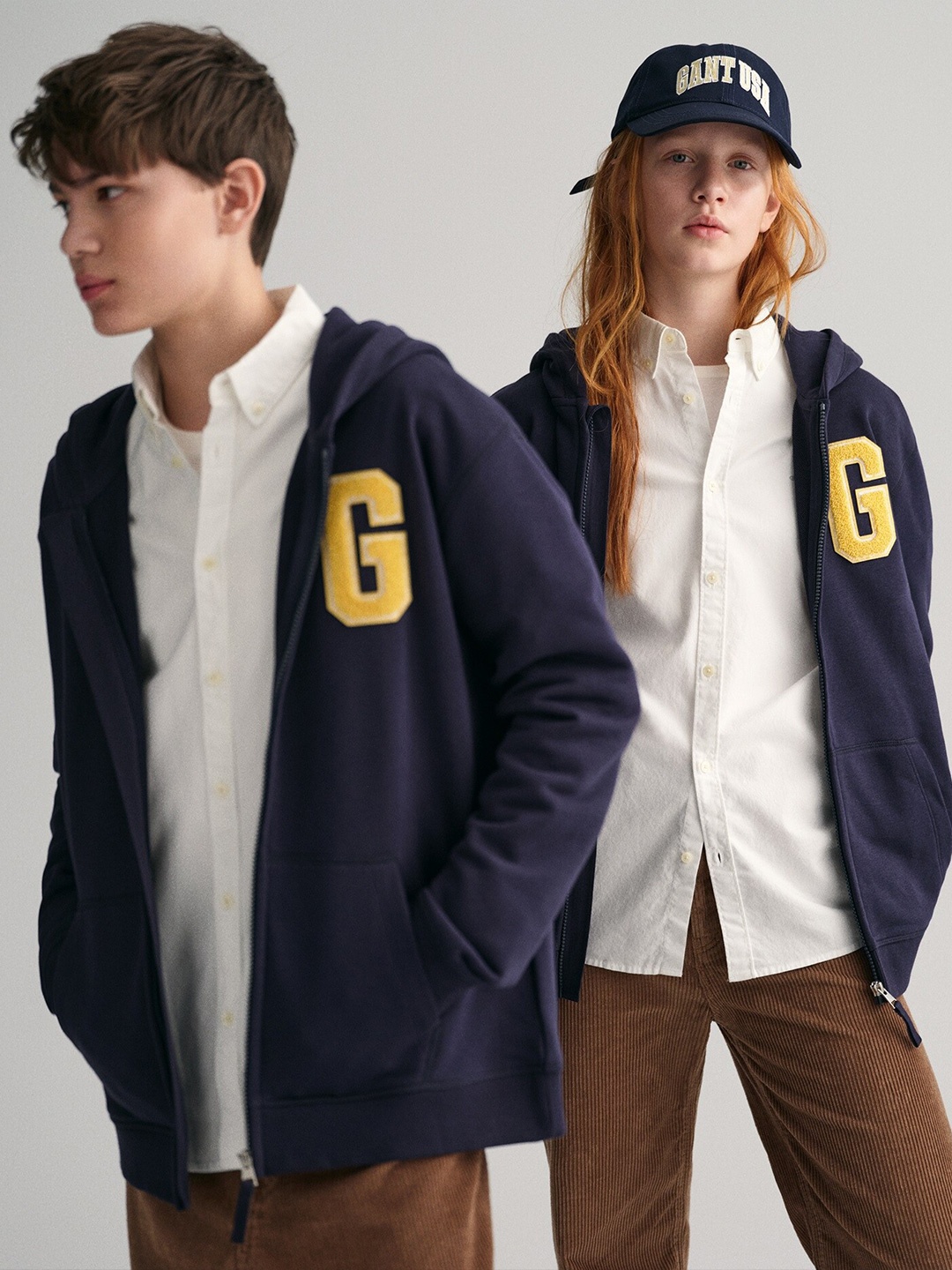 

GANT Kids Alphanumeric Printed Hooded Front-Open Sweatshirt, Navy blue