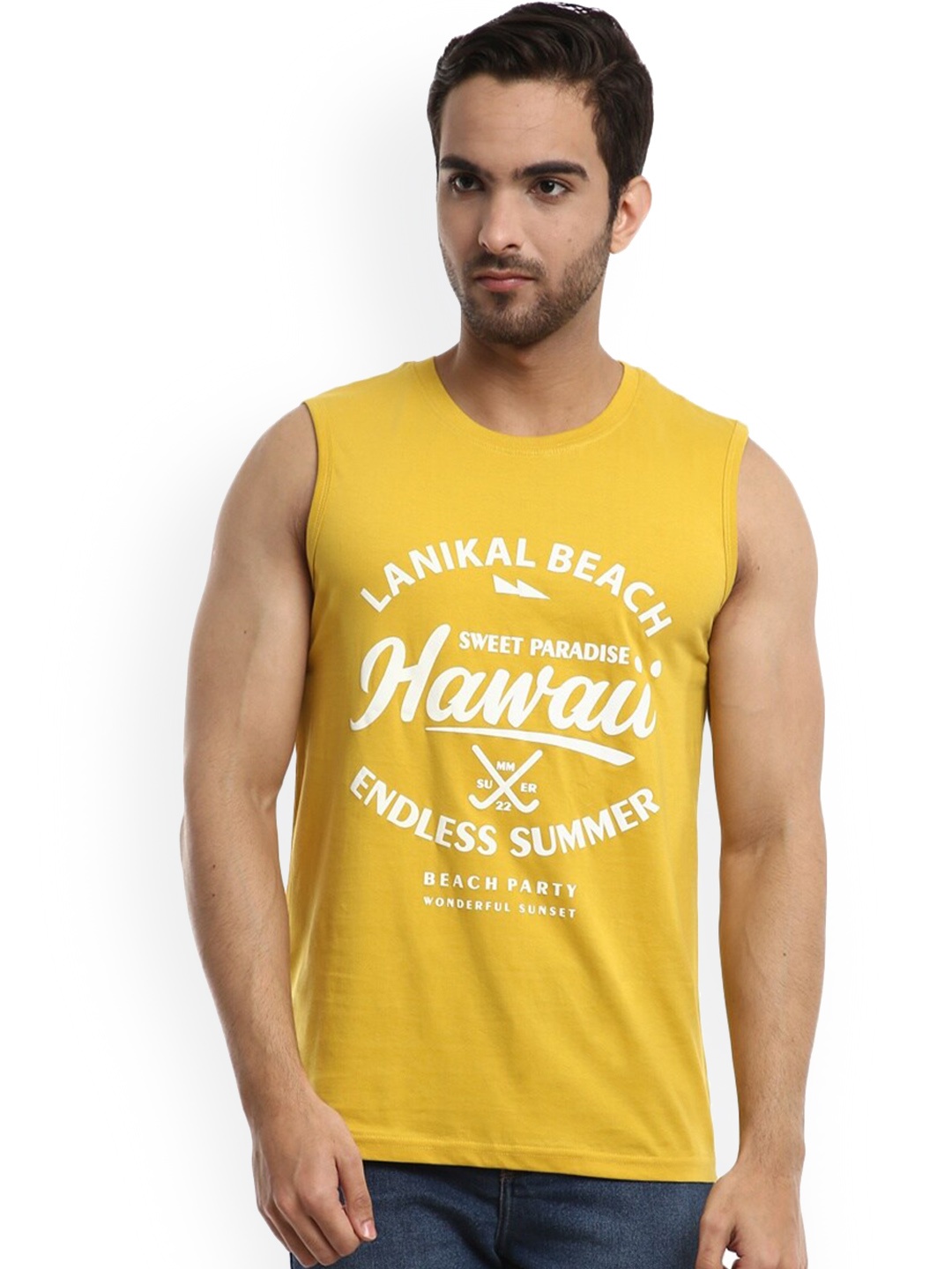 

V-Mart Typography Printed Cotton Basic Innerwear Vests 484604-11404, Yellow