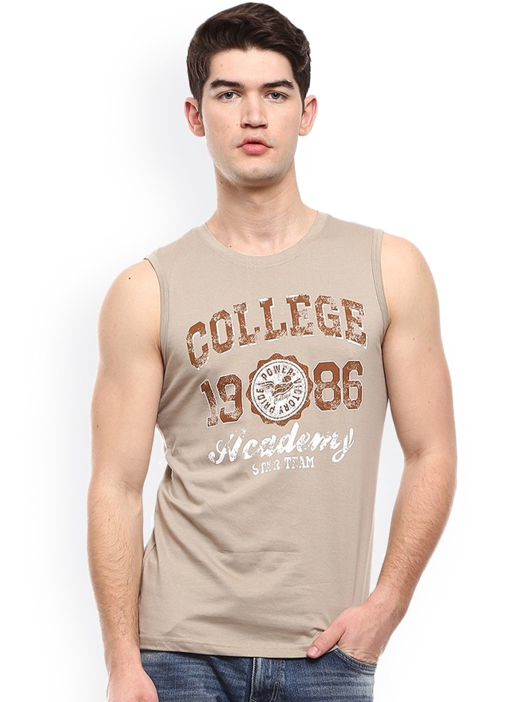 

V-Mart Printed Pure Cotton Basic Innerwear Vests, Beige
