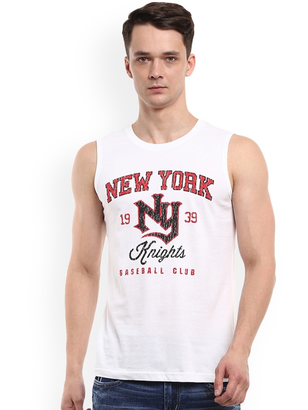 

V-Mart Typography Printed Cotton Basic Innerwear Vests 506102-633, White