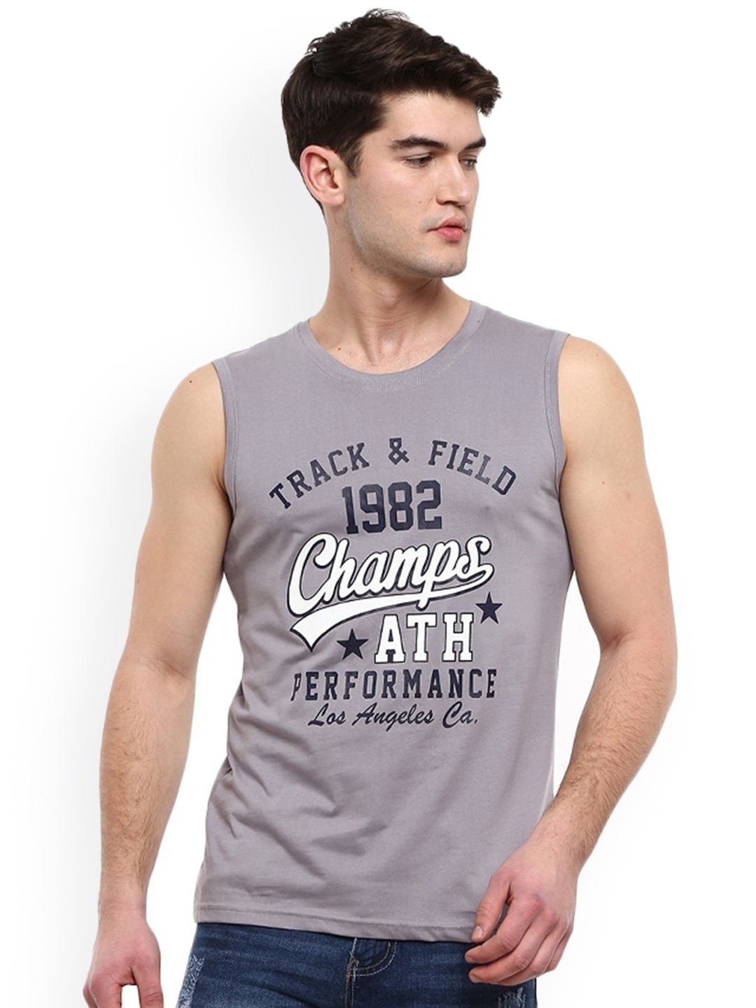 

V-Mart Printed Cotton Basic Innerwear Vest, Grey