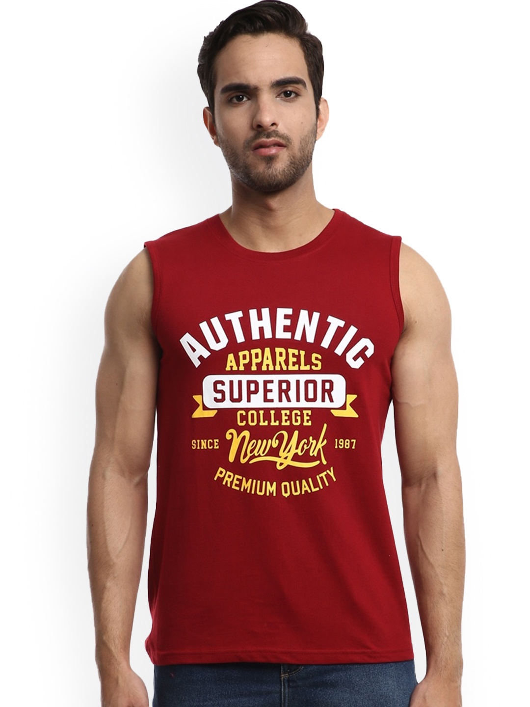 

V-Mart Printed Cotton Basic Innerwear Vests, Maroon