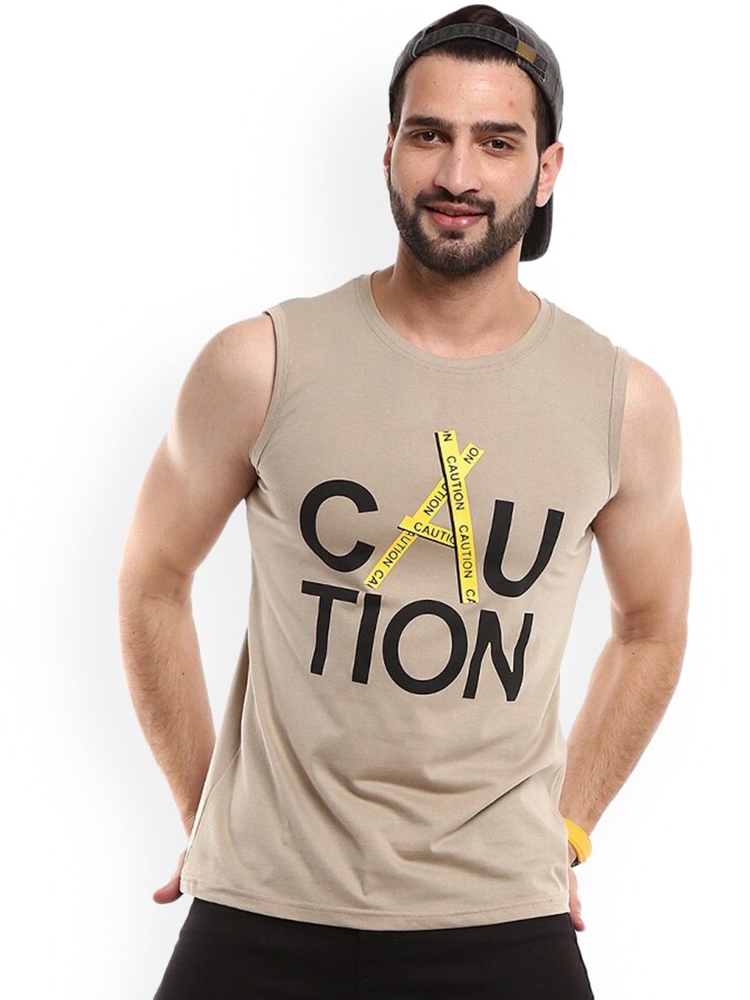 

V-Mart Typography Printed Cotton Basic Innerwear Vests 484549-14013, Beige