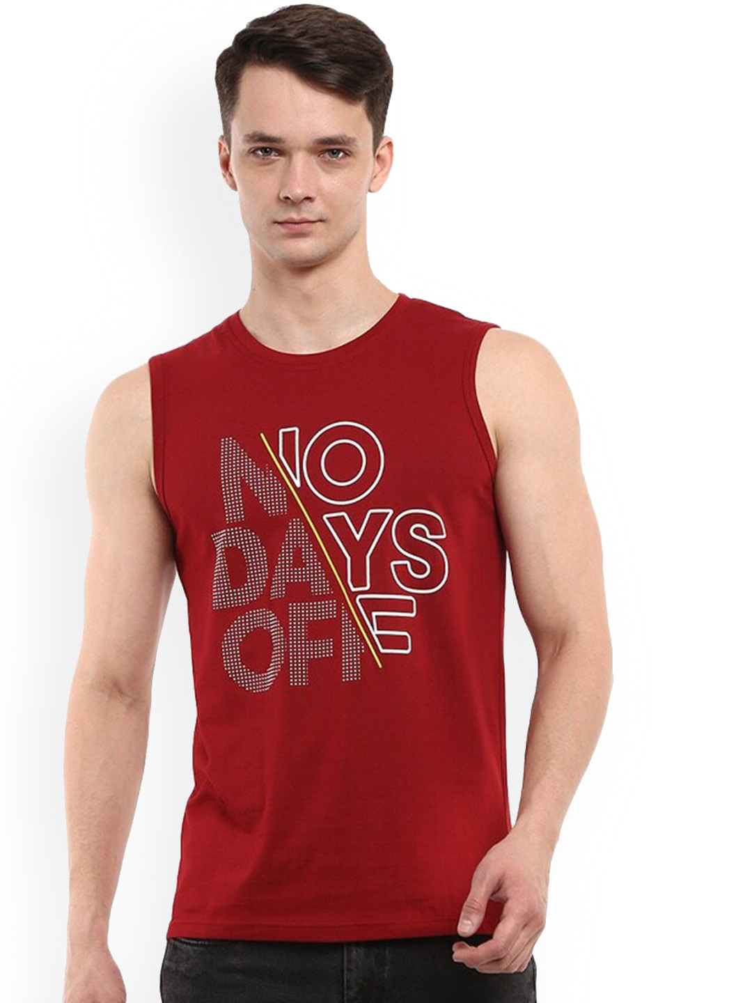 

V-Mart Typography Printed Cotton Basic Innerwear Vests, Maroon