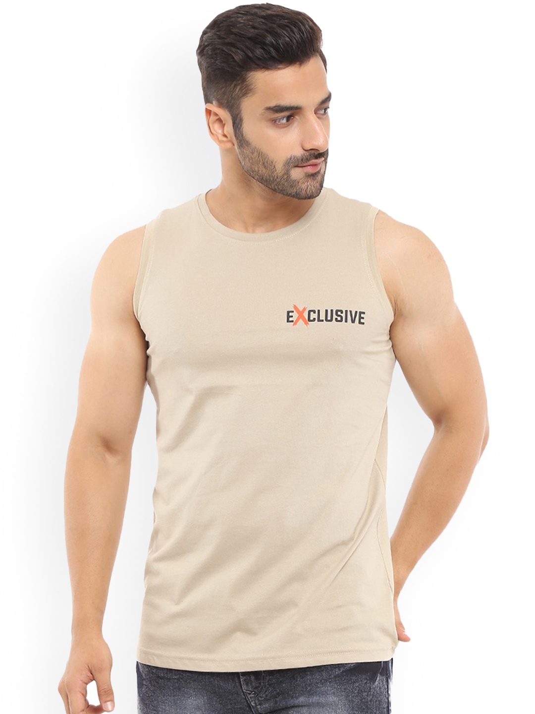 

V-Mart Printed Pure Cotton Basic Innerwear Vests, Beige