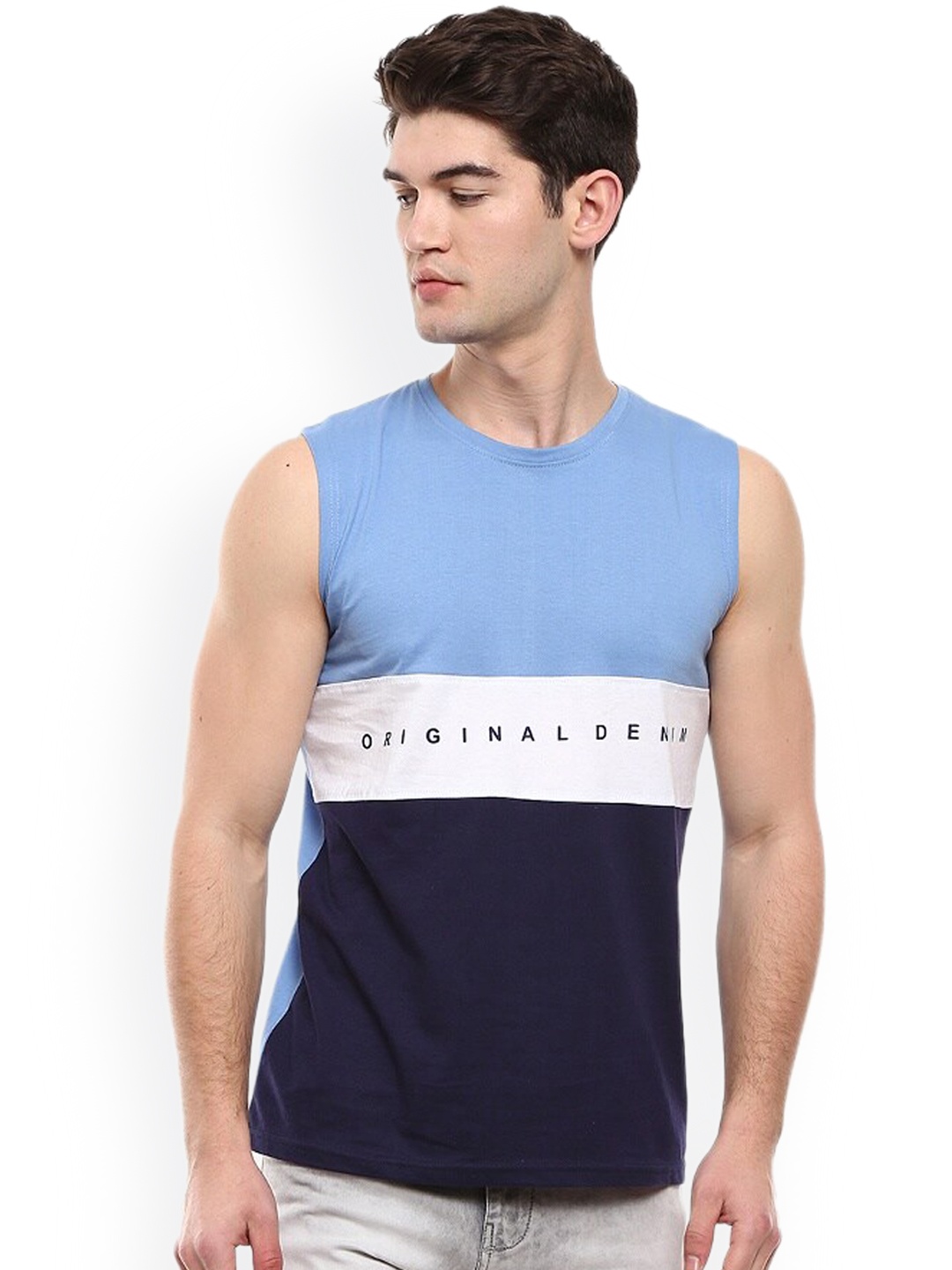 

V-Mart Colorblocked Cotton Basic Innerwear Vests, Navy blue