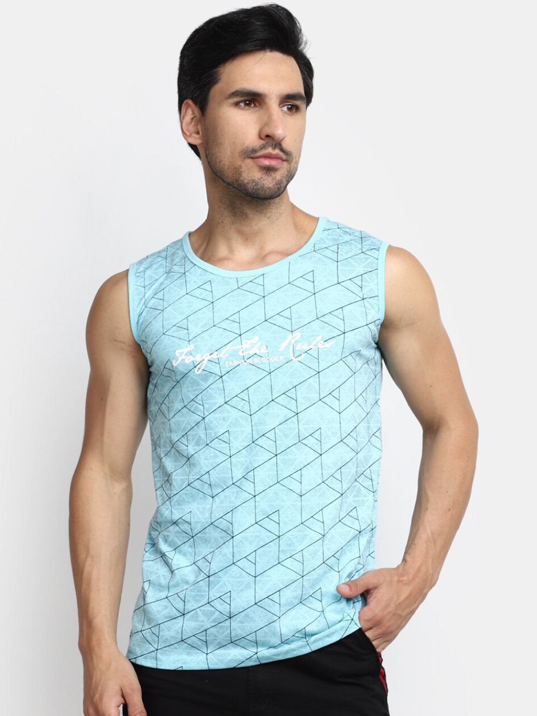 

V-Mart Printed Cotton Basic Innerwear Vest, Blue