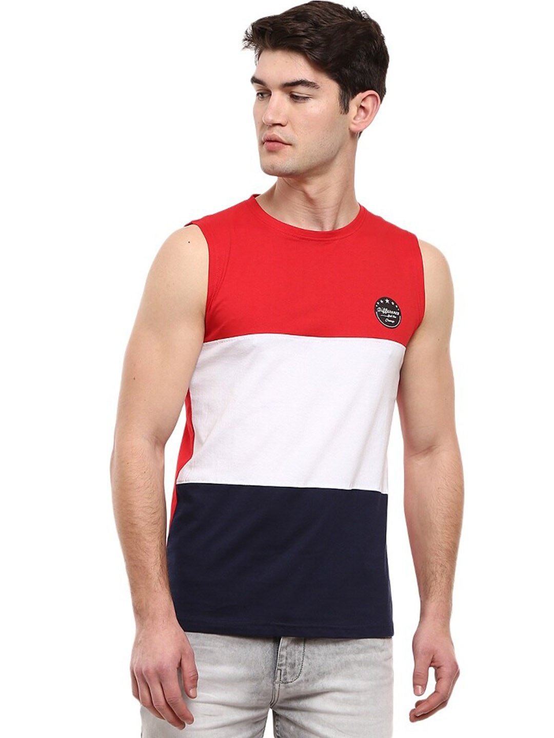 

V-Mart Colourblocked Cotton Basic Innerwear Vests, Red