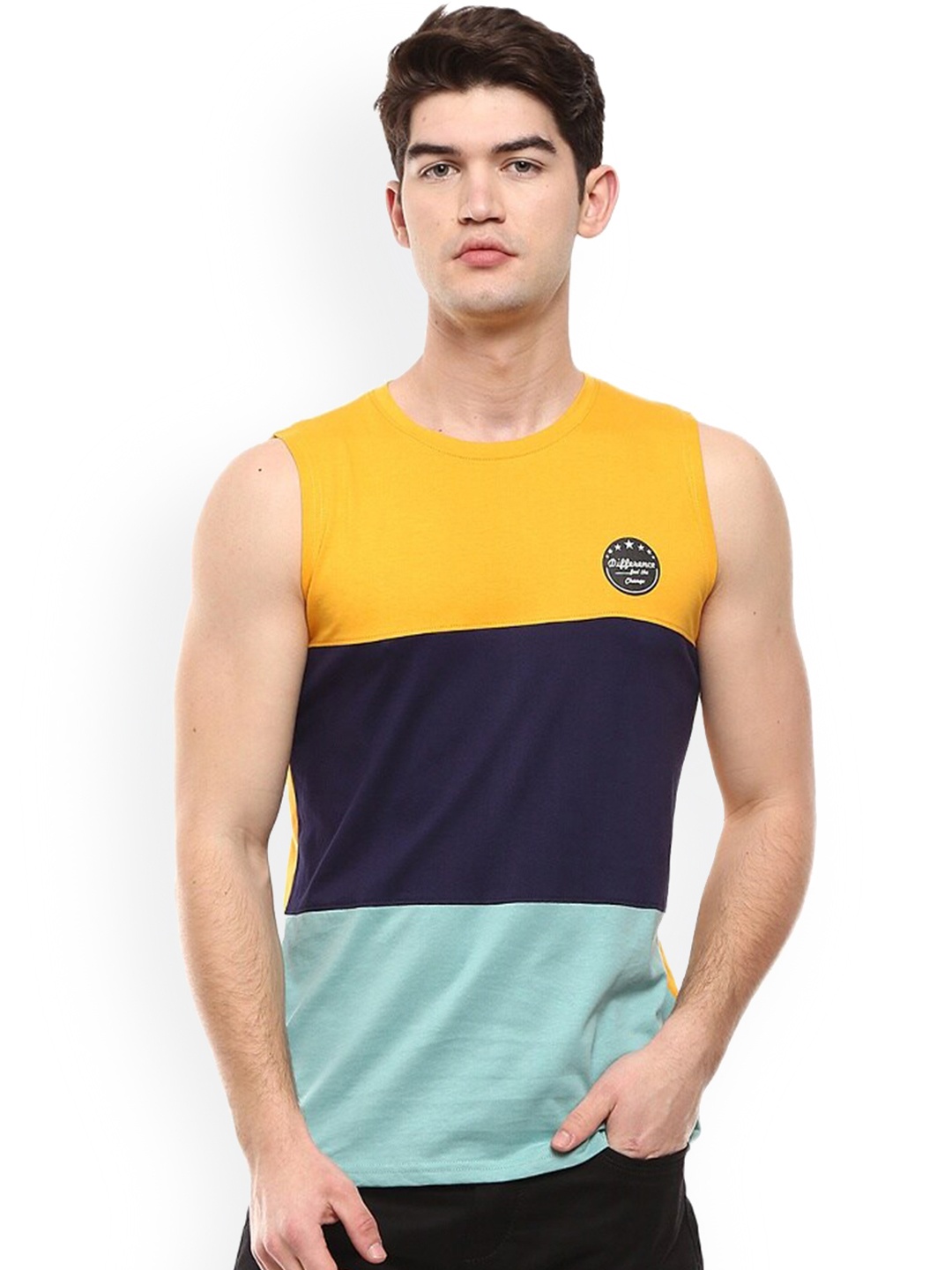 

V-Mart Colourblocked Cotton Basic Innerwear Vests, Yellow