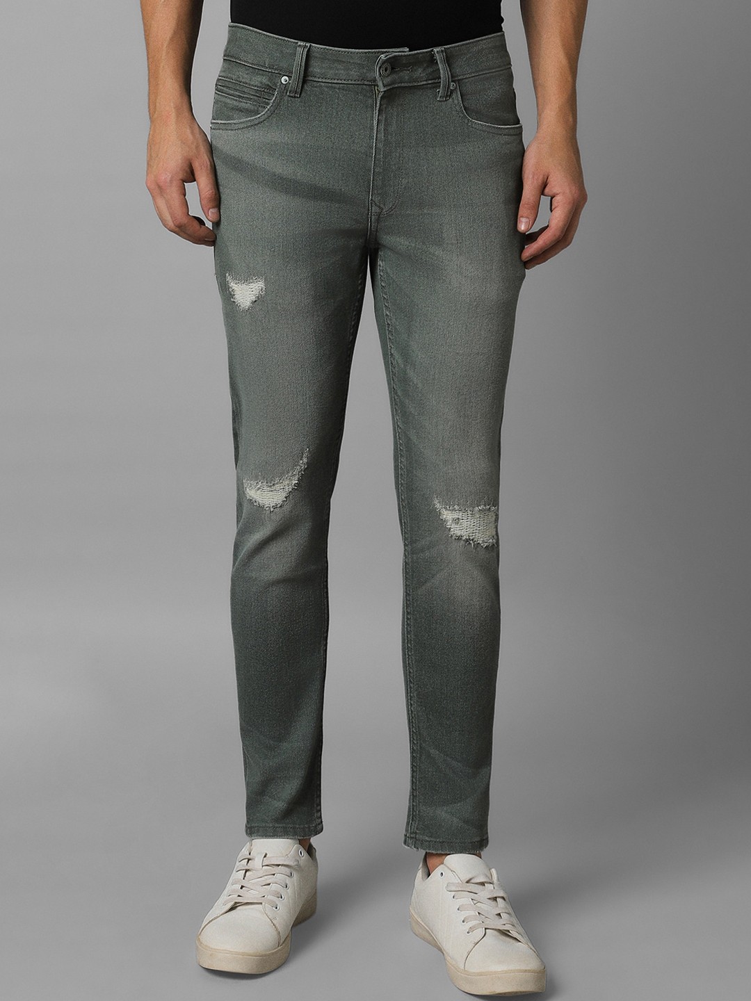 

Louis Philippe Jeans Men Mid Rise Mildly Distressed Slim Fit Stretchable Jeans, Grey