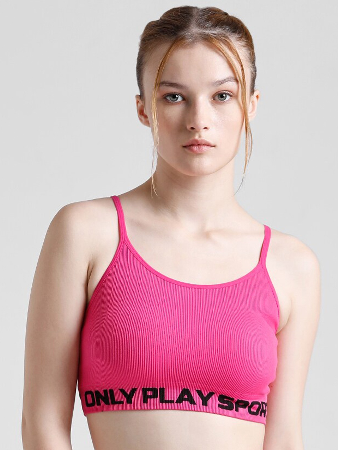 

ONLY Half Coverage Styled Back Bra With Moisture Wicking, Pink