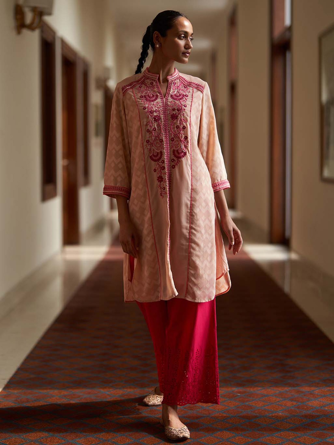 

Lakshita Plus Size Embroidered Sequined Kurta, Pink