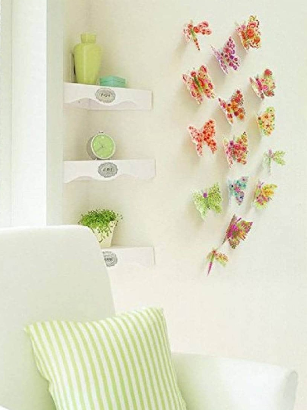 

Jaamso Royals Red & Green 3D Butterflies Removable Wall Sticker, Pink
