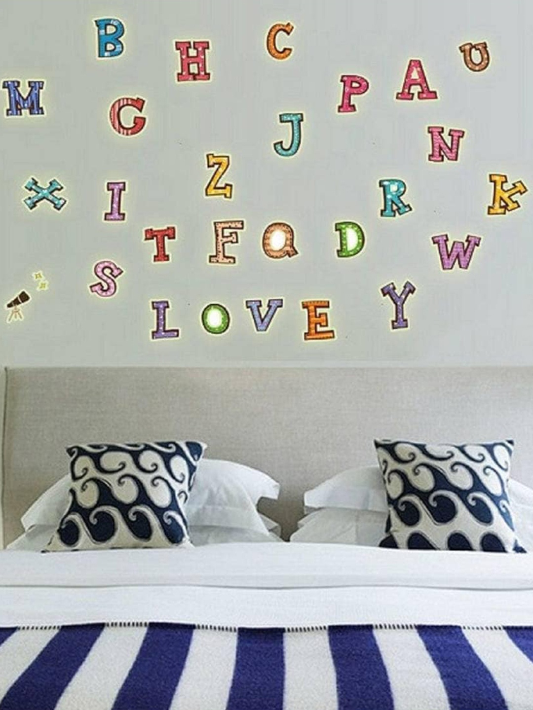 Jaamso Royals Multi-Coloured Alphabet Printed PVC Removable Wall Stickers