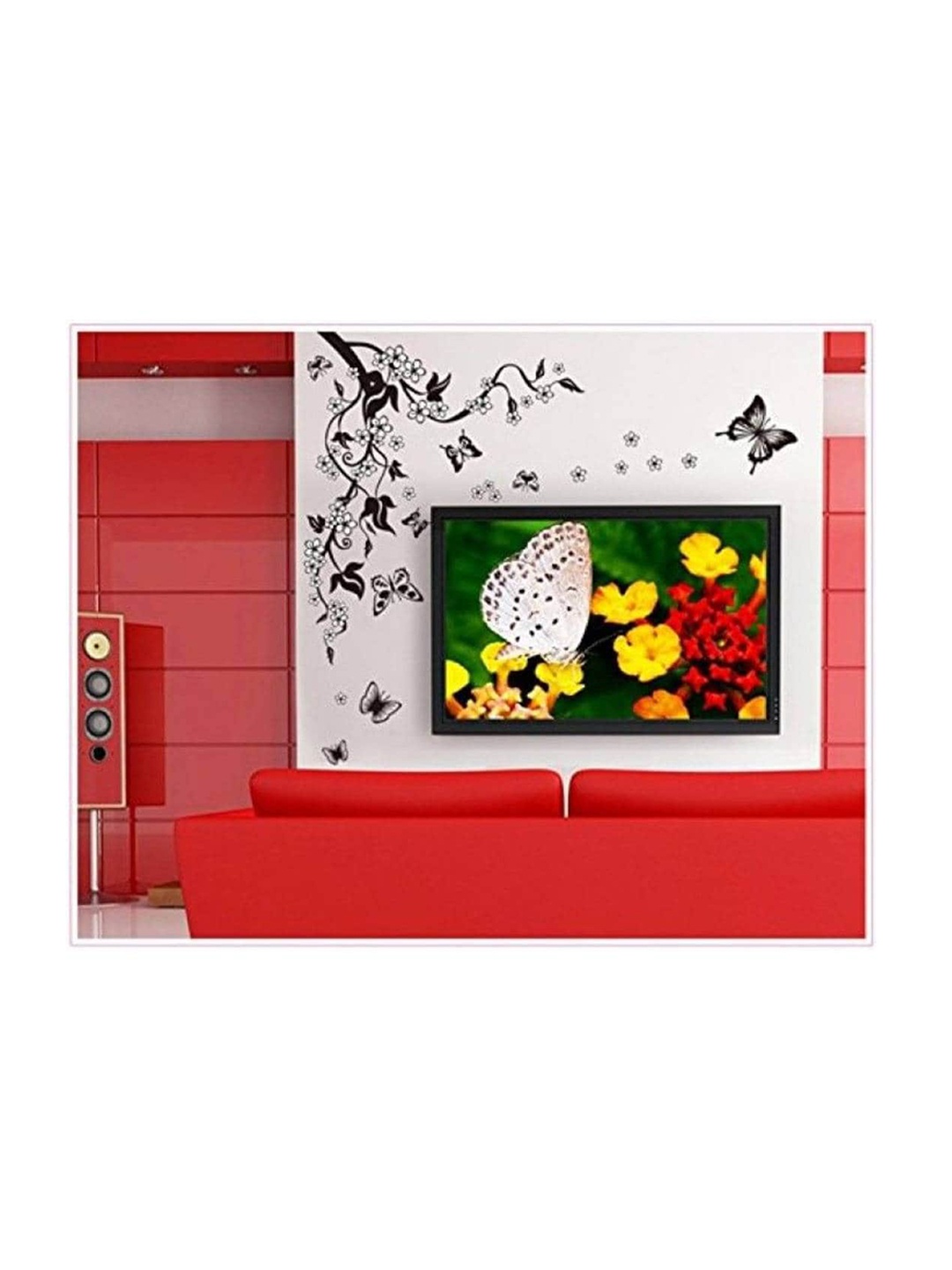 

Jaamso Royals Black Butterfly & Flower Printed PVC Removable Wall Sticker