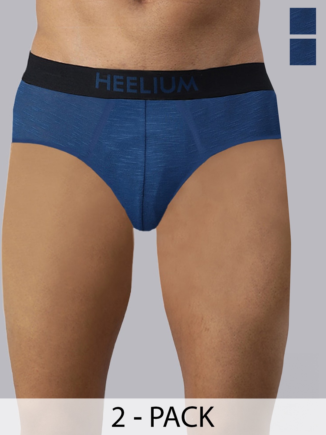 

Heelium Men Pack of 2 Bamboo Super Soft & Odour Free Comfort Fit Brief, Navy blue