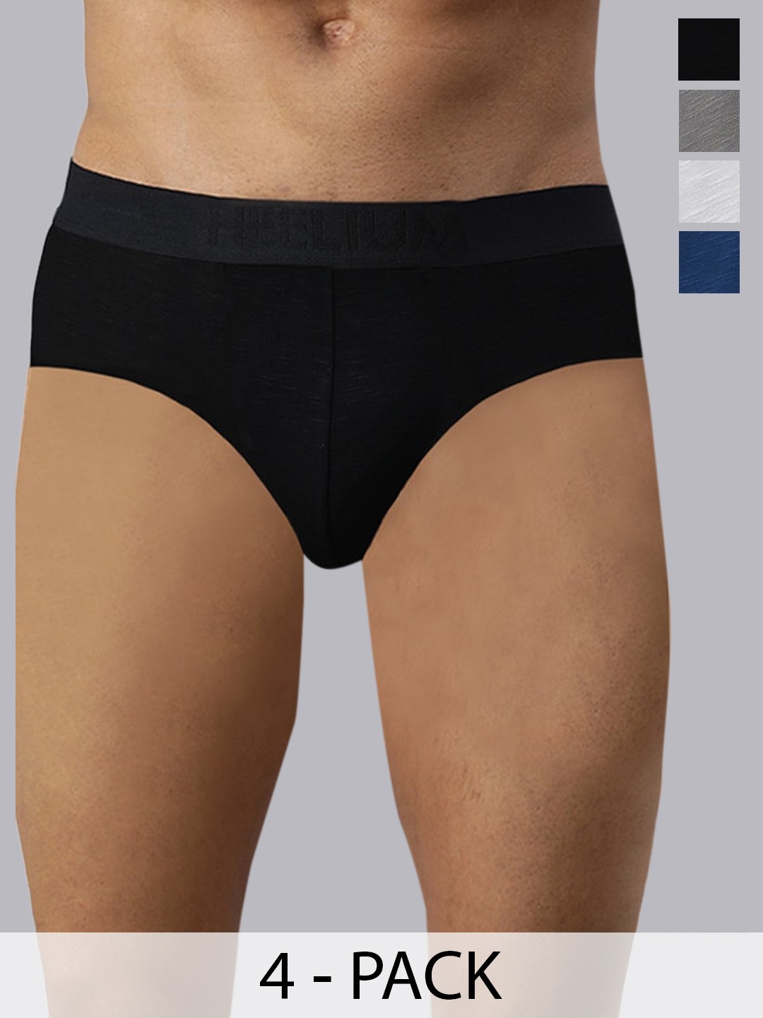 

Heelium Men Pack of 4 Bamboo Super Soft & Odour Free Comfort Fit Brief, Black
