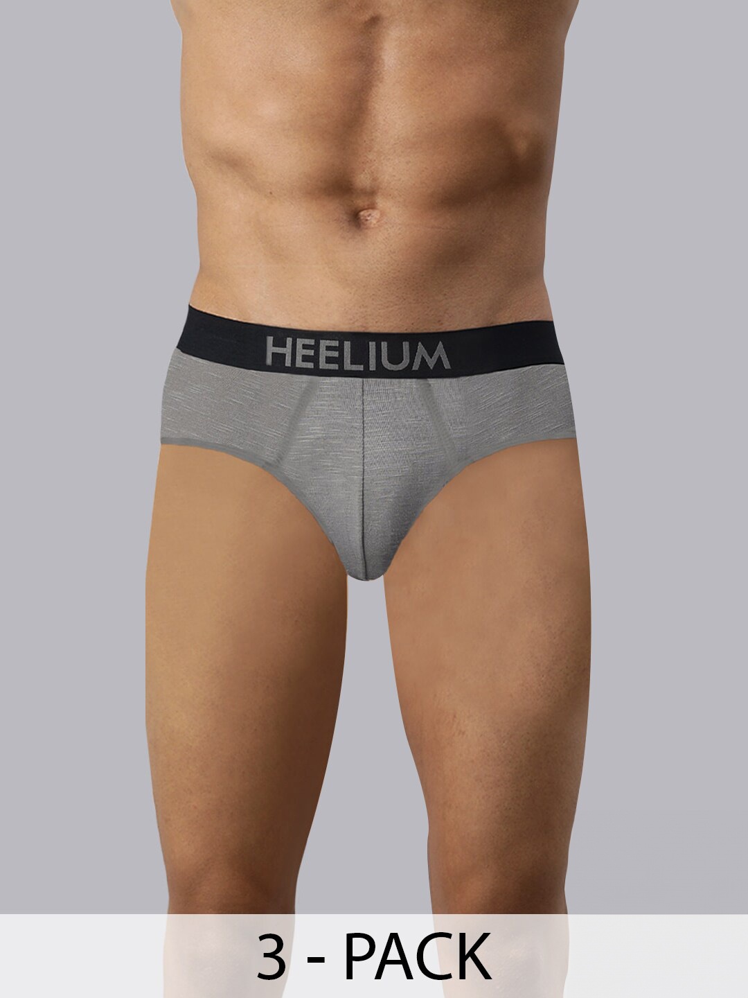 

Heelium Men Pack of 3 Bamboo Super Soft & Odour Free Comfort Fit Brief, Grey