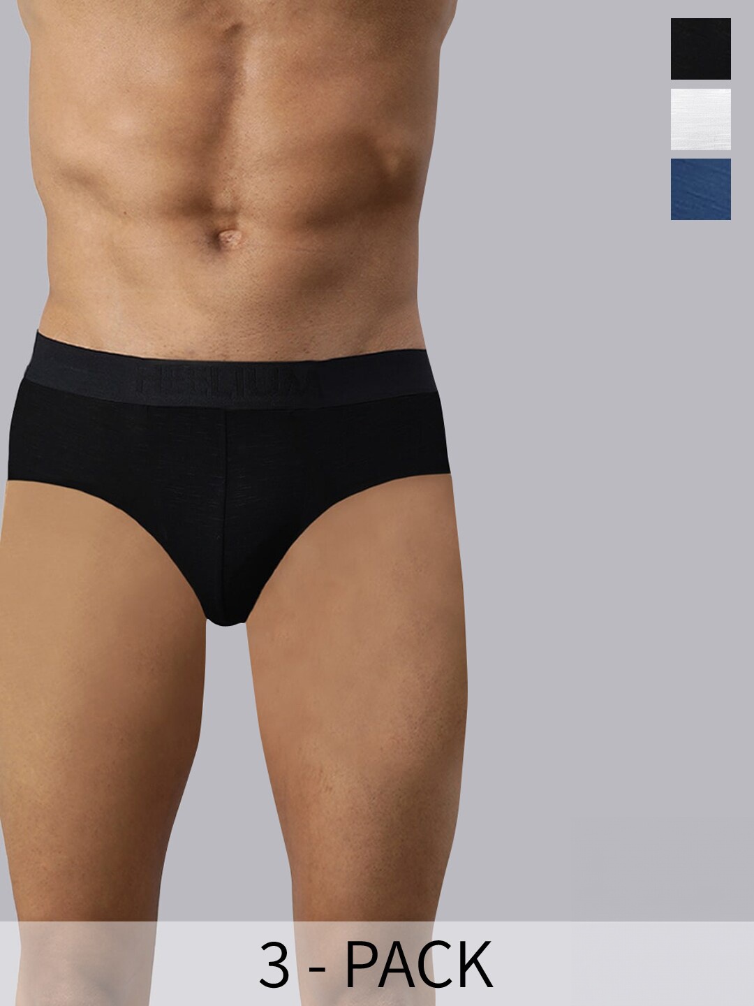 

Heelium Men Pack of 3 Bamboo Super Soft & Odour Free Comfort Fit Brief, Black