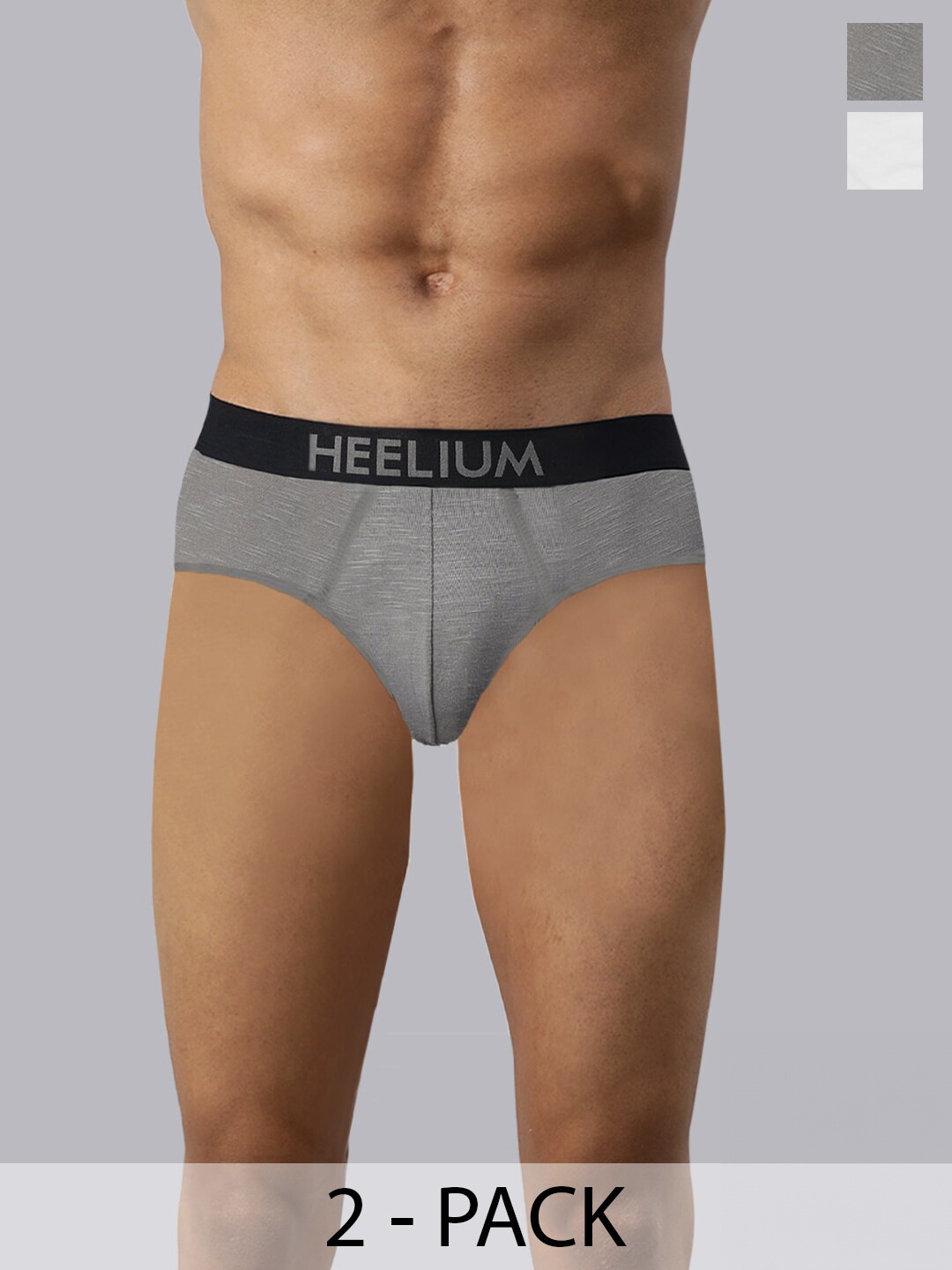 

Heelium Men Pack of 2 Bamboo Super Soft & Odour Free Comfort Fit Brief, Grey