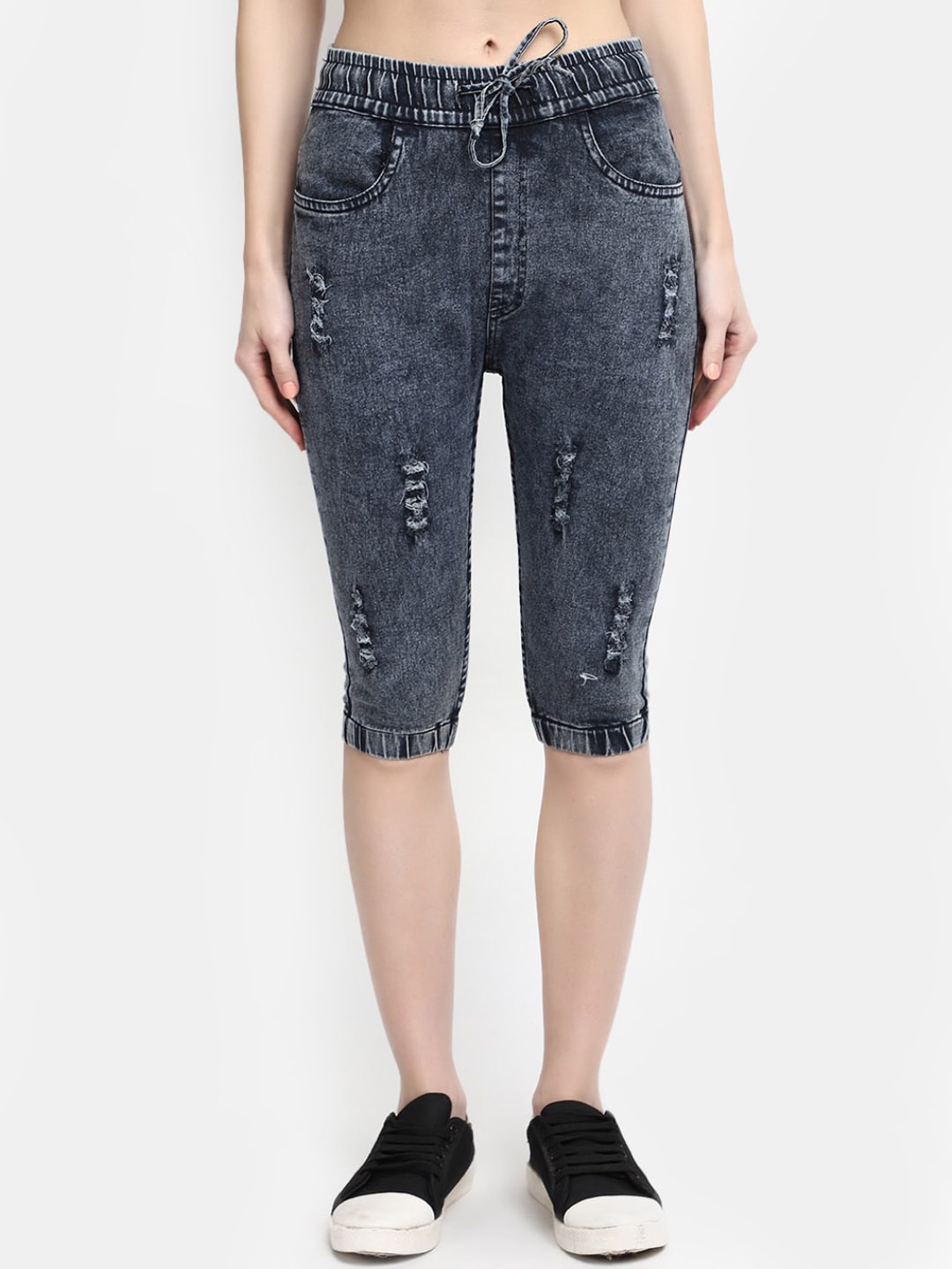 

V-Mart Women Mid-Rise Cotton Capris, Black