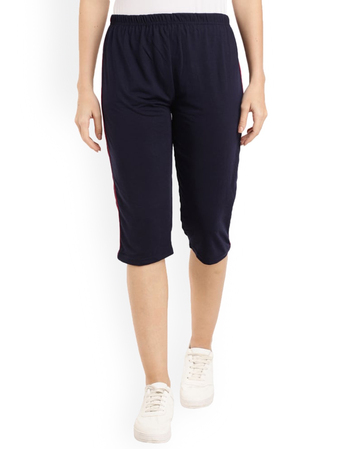 

V-Mart Women Mid-Rise Cotton Capris, Navy blue