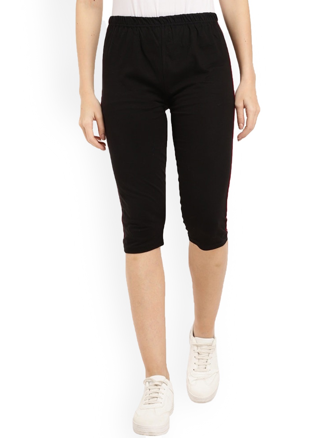 

V-Mart Women Mid-Rise Cotton Capris, Black