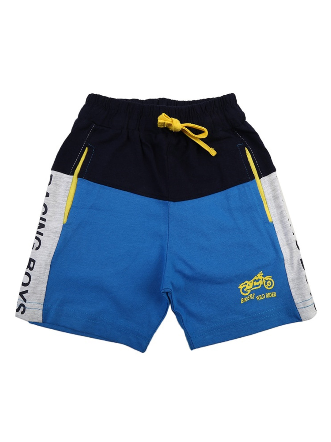 

V-Mart Boys Colourblocked Cotton Shorts, Blue
