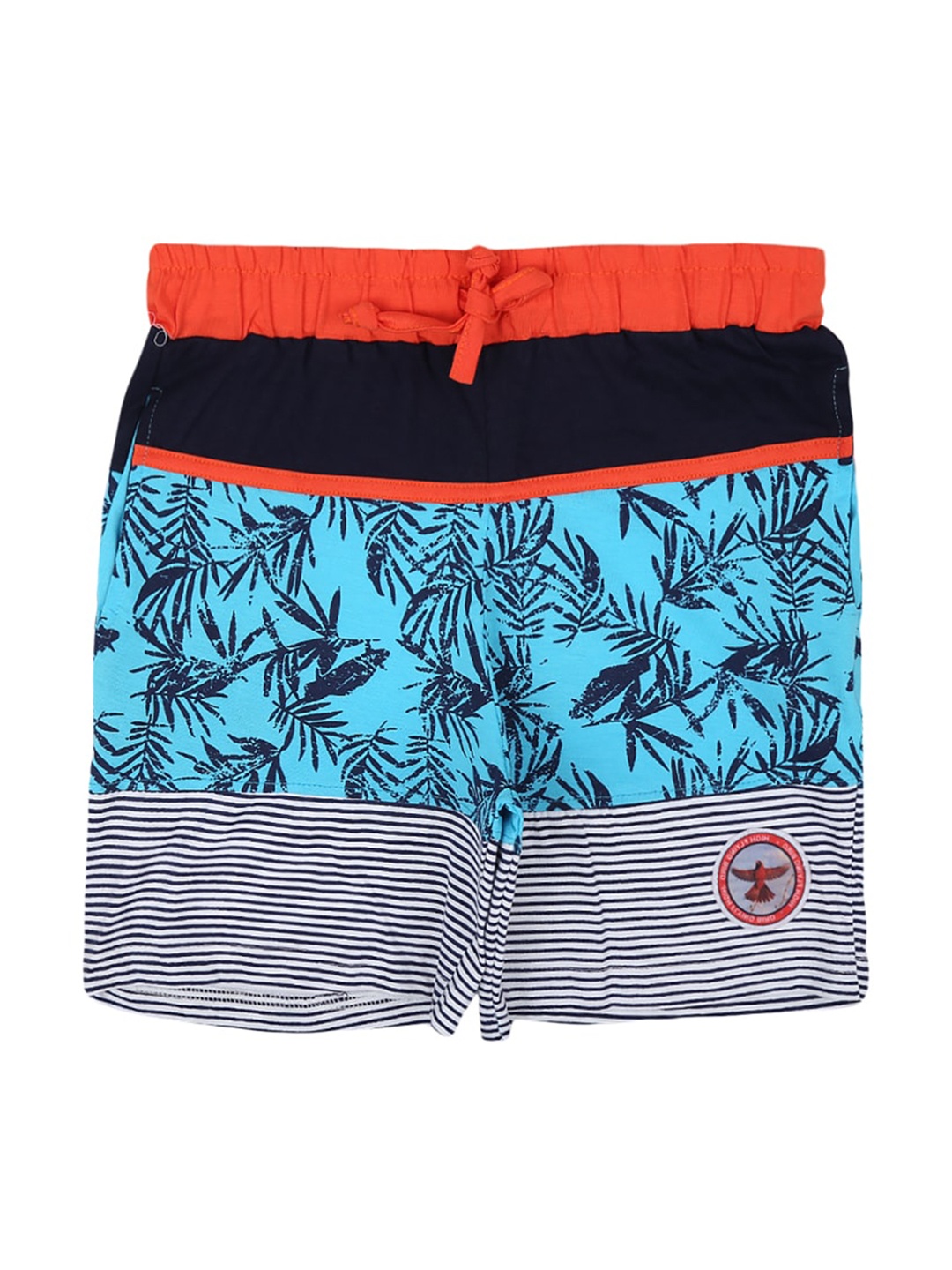 

V-Mart Boys Tropical Printed Mid-Rise Cotton Shorts, Blue