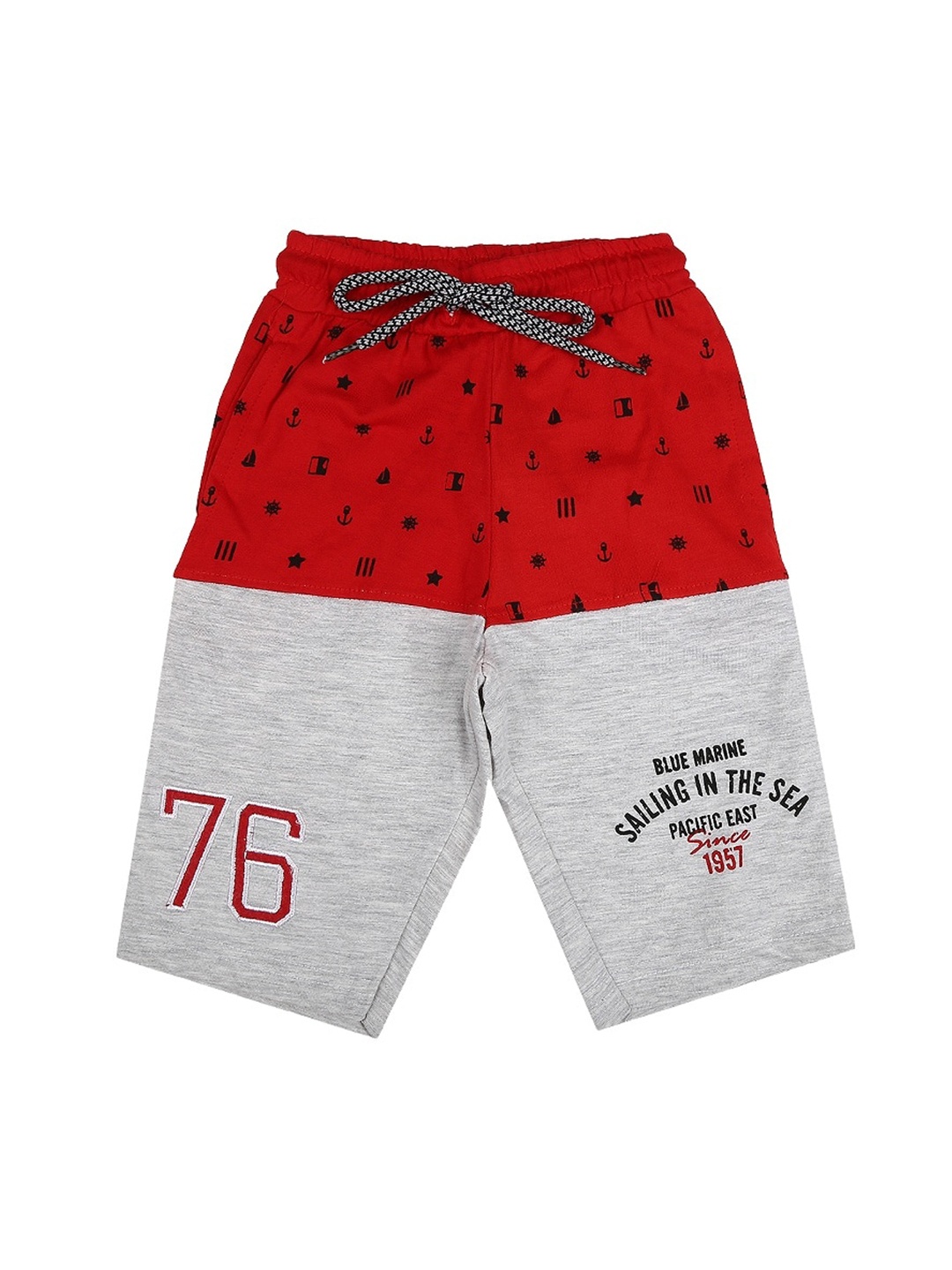 

V-Mart Boys Conversational Printed Mid-Rise Cotton Shorts, Red