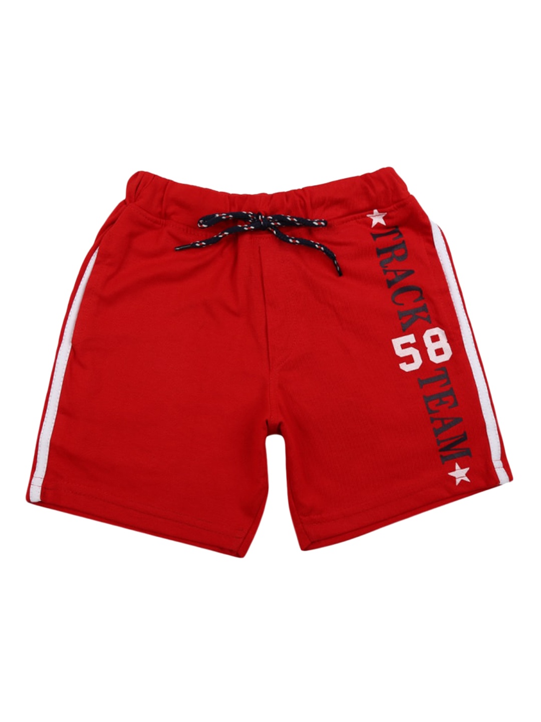 

V-Mart Boys Typography Printed Mid-Rise Cotton Shorts, Red