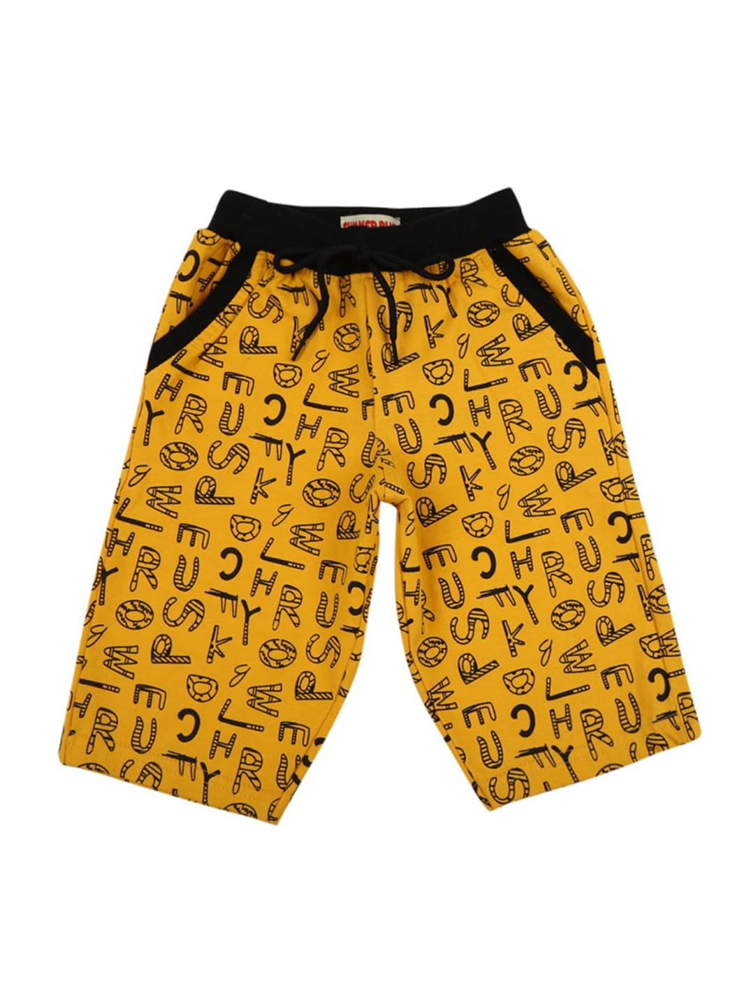 

V-Mart Boys Mid Rise Typography Printed Cotton Shorts, Yellow
